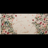 Stretch Cotton Sateen - White and Green Floral Border - Frolicking Florescence Print - Mood Exclusive Serengeti Collection
