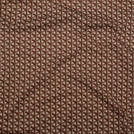 Stretch Cotton Sateen - Maroon Geometric - Isometric Entanglement Print - Mood Exclusive Serengeti Collection