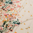 Stretch Cotton Sateen - White Floral Border - Blooming Upwards Print - Mood Exclusive Serengeti Collection