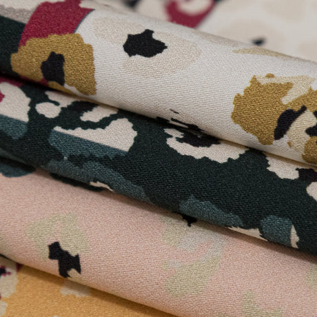 Stretch Cotton Sateen - Pink and Black Spotted Patchwork - Dissonant Disposition Print - Mood Exclusive Serengeti Collection