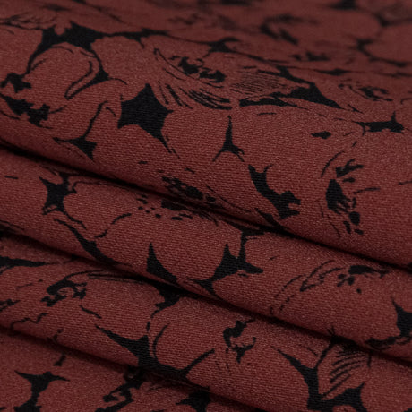 Stretch Cotton Sateen - Rust Floral - Poppy Paradise Print - Mood Exclusive Serengeti Collection