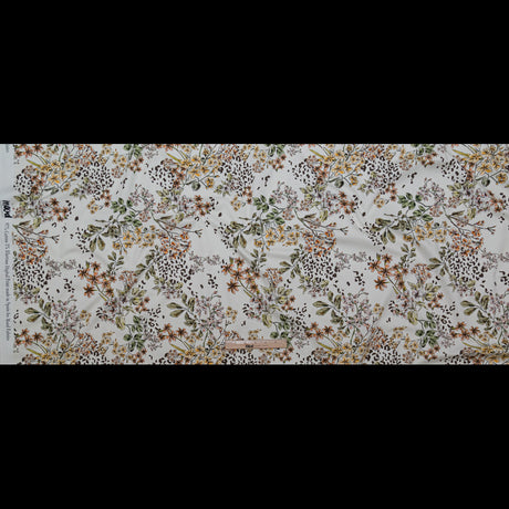 Stretch Cotton Sateen - White Floral - Blossoms Adrift Print - Mood Exclusive Serengeti Collection
