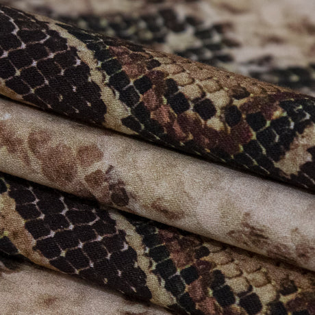 Stretch Cotton Sateen - Black and Beige Snakeskin - Slithering Sophistication Print - Mood Exclusive Serengeti Collection