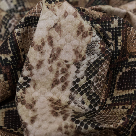 Stretch Cotton Sateen - Black and Beige Snakeskin - Slithering Sophistication Print - Mood Exclusive Serengeti Collection