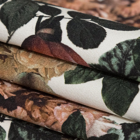 Stretch Cotton Sateen - White and Green Floral - Ethereal Verdure Print - Mood Exclusive Serengeti Collection
