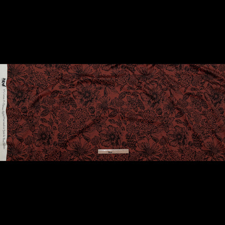 Stretch Cotton Sateen - Brown and Black Floral - Ephemeral Flora Print - Mood Exclusive Serengeti Collection