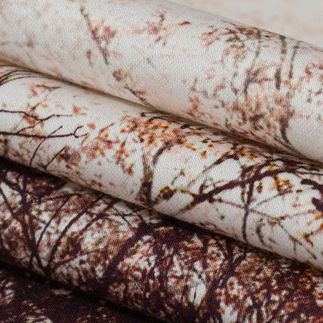 Stretch Cotton Sateen Panel - Brown Tree Branches - Celestial Canopy Print - Mood Exclusive Serengeti Collection