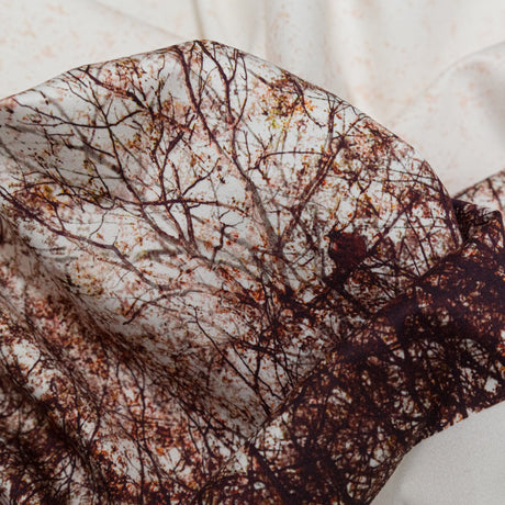 Stretch Cotton Sateen Panel - Brown Tree Branches - Celestial Canopy Print - Mood Exclusive Serengeti Collection