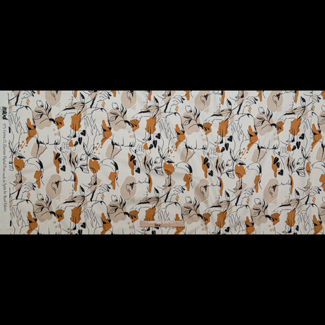 Stretch Cotton Sateen - White Figure Lines - Contoured Personage Print - Mood Exclusive Serengeti Collection