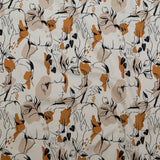 Stretch Cotton Sateen - White Figure Lines - Contoured Personage Print - Mood Exclusive Serengeti Collection