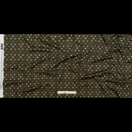 Stretch Cotton Sateen - Olive Green LIttle Medallions - Emblematic Medallions Print - Mood Exclusive Serengeti Collection