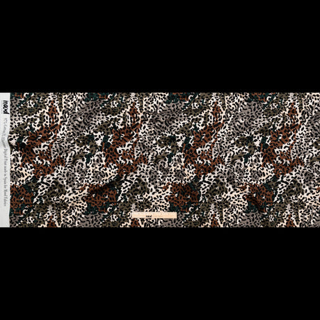 Stretch Cotton Sateen - Green and Brown Animal Spots - Guerrilla Safari Print - Mood Exclusive Serengeti Collection