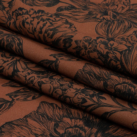 Cotton Voile - Brown and Black Floral - Ephemeral Flora Print - Mood Exclusive Serengeti Collection
