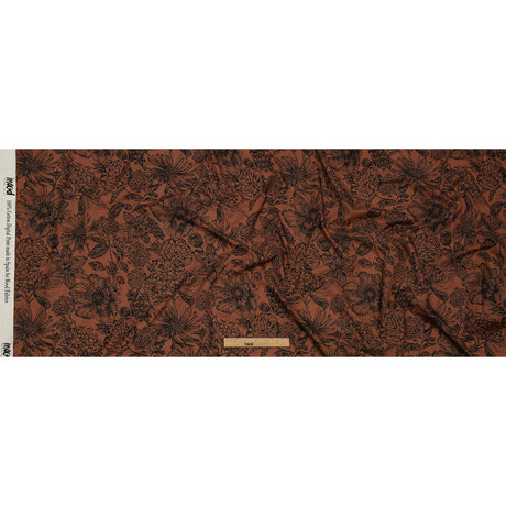 Cotton Voile - Brown and Black Floral - Ephemeral Flora Print - Mood Exclusive Serengeti Collection