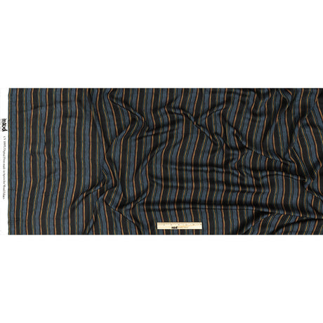 Rayon Challis - Navy and Blue Stripes - Linear Transcendence Print - Mood Exclusive Tumunyana Collection