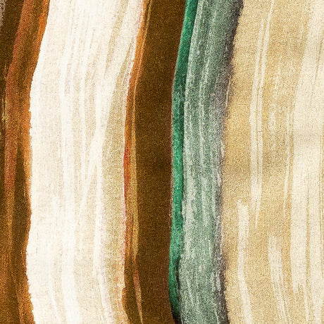 Rayon Challis - Orange and Teal Painted Stripes - Nilotic Wasteland Print - Mood Exclusive Tumunyana Collection