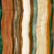 Rayon Challis - Orange and Teal Painted Stripes - Nilotic Wasteland Print - Mood Exclusive Tumunyana Collection