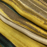 Rayon Challis - Yellow and Royal Blue Painted Stripes - Nilotic Wasteland Print - Mood Exclusive Tumunyana Collection