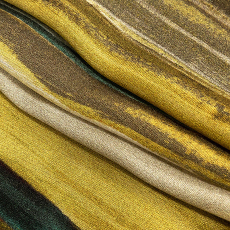 Rayon Challis - Yellow and Royal Blue Painted Stripes - Nilotic Wasteland Print - Mood Exclusive Tumunyana Collection