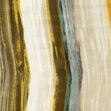 Rayon Challis - Yellow and Royal Blue Painted Stripes - Nilotic Wasteland Print - Mood Exclusive Tumunyana Collection