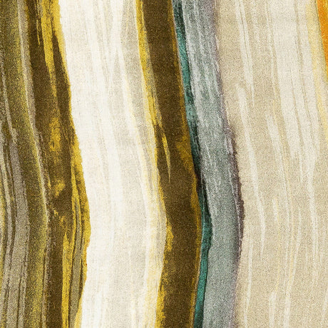 Rayon Challis - Yellow and Royal Blue Painted Stripes - Nilotic Wasteland Print - Mood Exclusive Tumunyana Collection