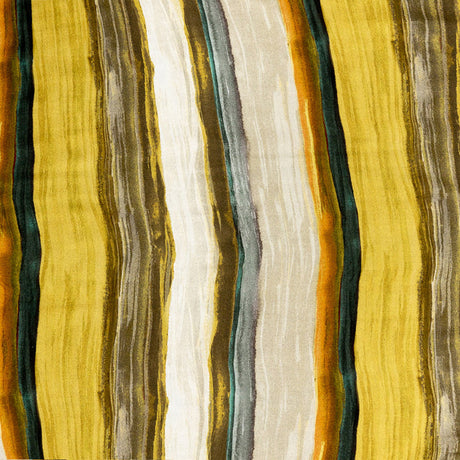 Rayon Challis - Yellow and Royal Blue Painted Stripes - Nilotic Wasteland Print - Mood Exclusive Tumunyana Collection