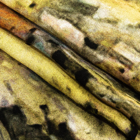Rayon Challis - Chartreuse and Beige Painterly Abstract - Ethereal Apparition Print - Mood Exclusive Tumunyana Collection