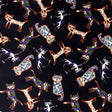 Stretch Cotton Sateen - Colorful Cats on Black - Fatuous Felines Print - Mood Exclusive Tumunyana Collection