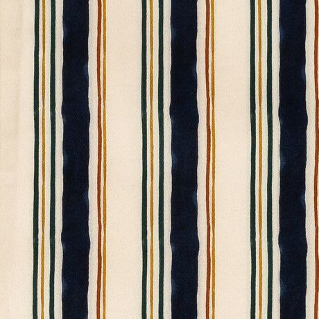 Stretch Cotton Sateen - Natural and Navy Stripes - Linear Transcendence Print - Mood Exclusive Tumunyana Collection