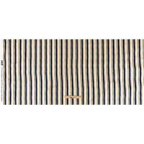 Stretch Cotton Sateen - Natural and Navy Stripes - Linear Transcendence Print - Mood Exclusive Tumunyana Collection