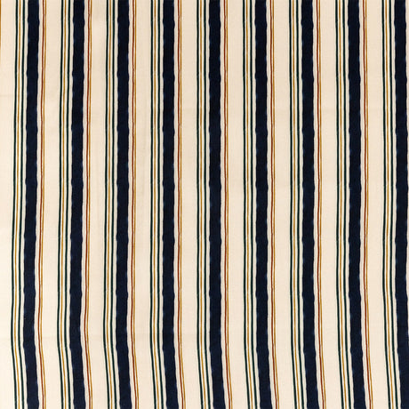 Stretch Cotton Sateen - Natural and Navy Stripes - Linear Transcendence Print - Mood Exclusive Tumunyana Collection