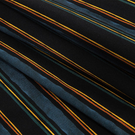 Stretch Cotton Sateen - Navy and Blue Stripes - Linear Transcendence Print - Mood Exclusive Tumunyana Collection