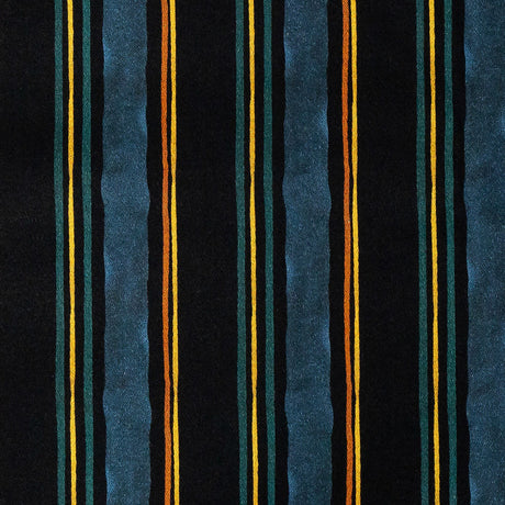 Stretch Cotton Sateen - Navy and Blue Stripes - Linear Transcendence Print - Mood Exclusive Tumunyana Collection