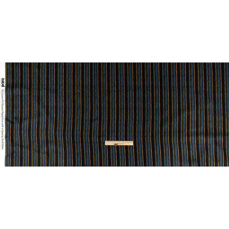 Stretch Cotton Sateen - Navy and Blue Stripes - Linear Transcendence Print - Mood Exclusive Tumunyana Collection