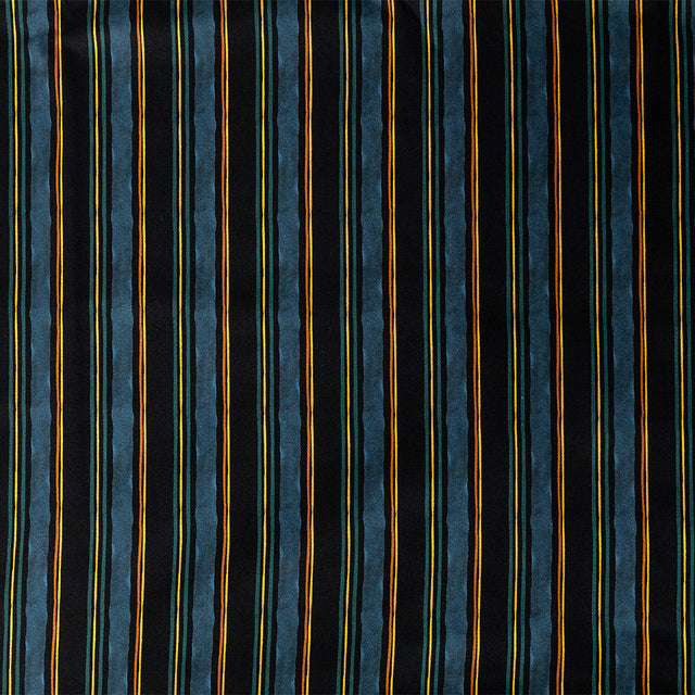 Stretch Cotton Sateen - Navy and Blue Stripes - Linear Transcendence Print - Mood Exclusive Tumunyana Collection