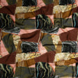 Linen and Rayon Woven - Rust, Olive and Ochre Geometric Abstract - Distorted Dimensions Print - Mood Exclusive Tumunyana Collection