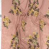 Rayon Jacquard - Pink and Yellow Roses - Grazie Print - Mood Exclusive Viso Collection