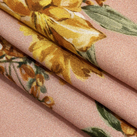 Rayon Challis - Pink, Yellow and White Rose Sprays - Bella Verona Print - Mood Exclusive Viso Collection