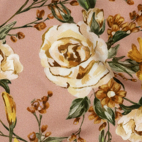 Rayon Challis - Pink, Yellow and White Rose Sprays - Bella Verona Print - Mood Exclusive Viso Collection