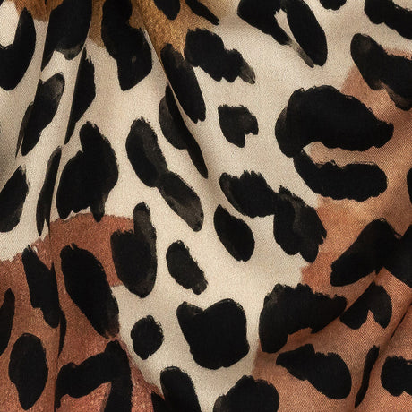 Rayon Challis - Beige and Black Leopard Spots - Animato Print - Mood Exclusive Viso Collection