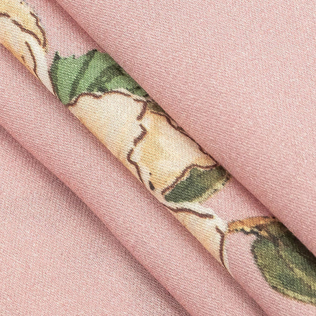 Rayon Challis - Pink and Yellow Roses - Grazie Print - Mood Exclusive Viso Collection