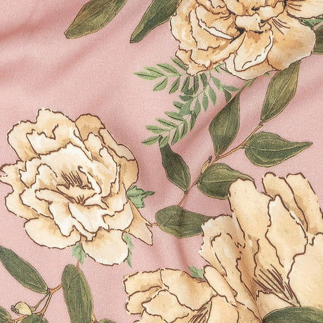 Rayon Challis - Pink and Yellow Roses - Grazie Print - Mood Exclusive Viso Collection
