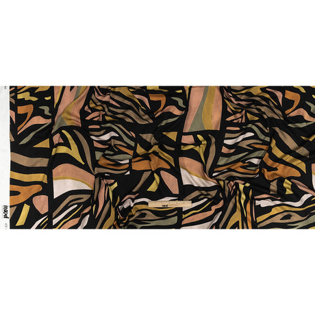 Rayon Challis - Black and Green Animal Stripe Patchwork - In Bocca al Lupo Print - Mood Exclusive Viso Collection