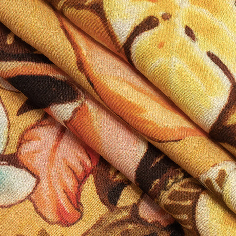 Rayon Challis - Gold and Pink Flamingoes and Flowers - Toscana Print - Mood Exclusive Viso Collection
