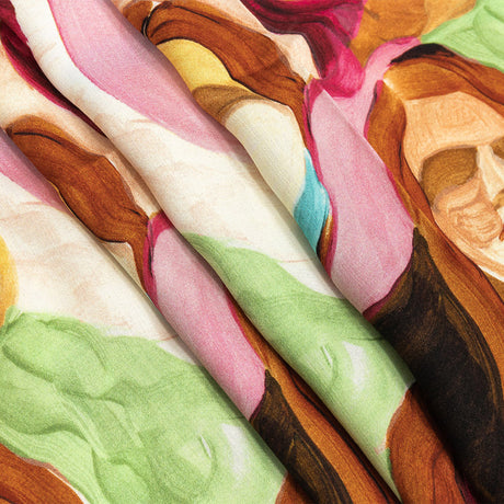 Rayon Challis - Rainbow Painterly Faces - Artemisia Print - Mood Exclusive Viso Collection