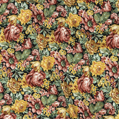 Stretch Cotton Sateen - Yellow, Pink and Green Floral - Tappezzeria Print - Mood Exclusive Viso Collection