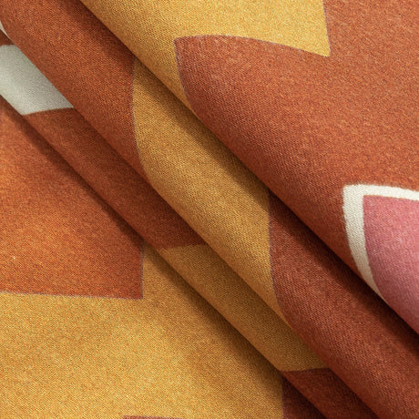 Stretch Cotton Sateen - Pink and Orange Zig Zags - Festa di Apollo Print - Mood Exclusive Viso Collection