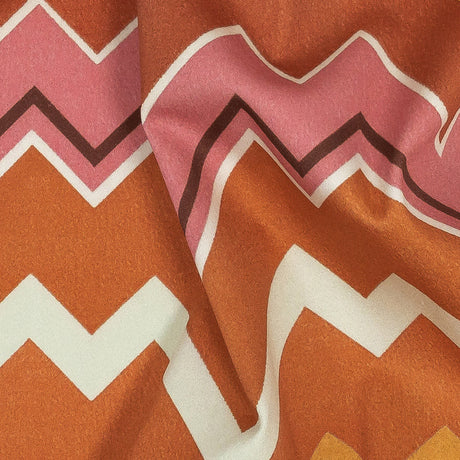 Stretch Cotton Sateen - Pink and Orange Zig Zags - Festa di Apollo Print - Mood Exclusive Viso Collection