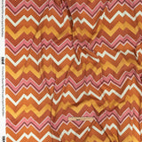 Stretch Cotton Sateen - Pink and Orange Zig Zags - Festa di Apollo Print - Mood Exclusive Viso Collection