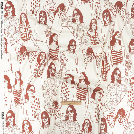 Stretch Cotton Sateen - Pink and White Women - Cameo Print - Mood Exclusive Viso Collection